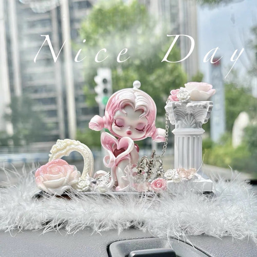 泡泡玛特声音系列奶油胶停车牌胡桃木车载中控台摆件高档车内礼物