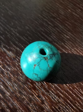 13977藏传老绿松车轱辘珠 单珠顶珠文玩配饰多宝手串隔珠古董珠子