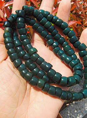 15485西亚绿鸡肝老玛瑙108佛珠West Asian Antique Agate Mala624
