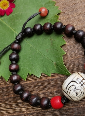 45512藏c高白料宝瓶老天珠配老紫檀f珠籽配饰文玩收藏高级珠宝