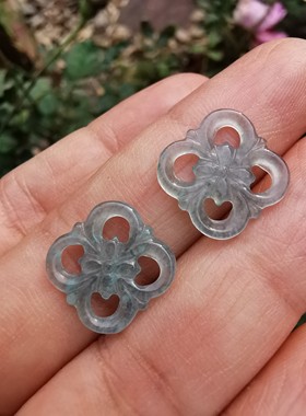 15417天然A货冰种翡翠吉祥结一对