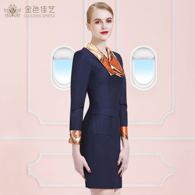 春夏气质航空空姐制服连衣裙高档职业装白领乘务员工作服套装