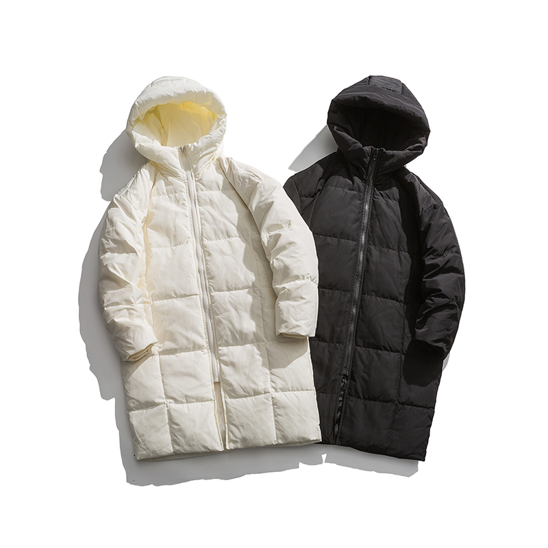 Medium length down jacket polyester filling white duck down