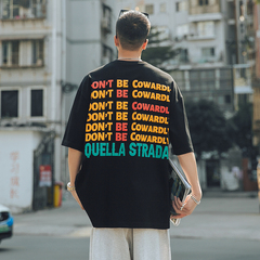 Summer back multi row color letter printed T-shirt (100% cotton)