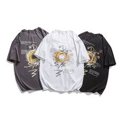 Summer graffiti letter printed short sleeve T-shirt cotton