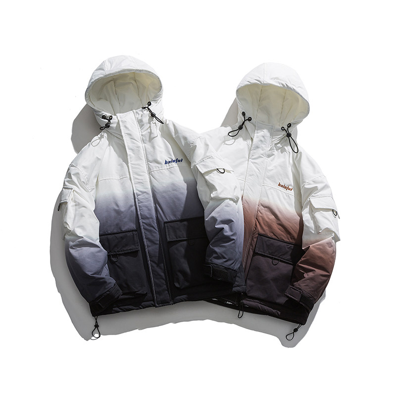 冬季新品漸變休閒連帽聚酯纖維