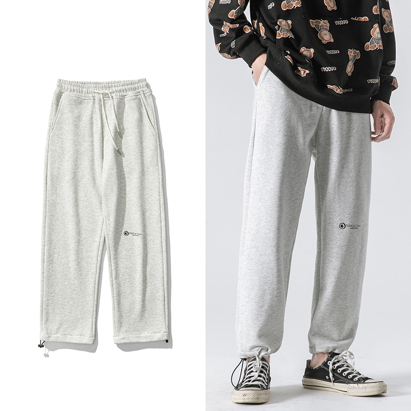 Spring letter printed drawstring casual pants cotton