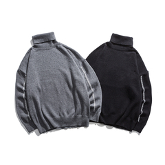 秋冬純色休閒寬鬆毛衣聚酯纖維