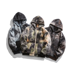 冬季連帽羊羔毛夾克聚酯纖維