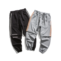 冬季拼色字母印花休閒褲聚酯纖維