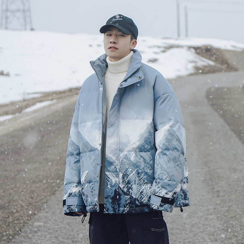 冬季寬鬆加厚雪山棉服  (100%滌輪)