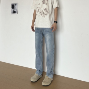 百搭复古宽松直筒裤 BBC 百搭显瘦牛仔裤 秋冬季 弹力直筒牛仔裤