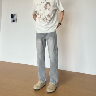 百搭复古宽松直筒裤 BBC 百搭显瘦牛仔裤 秋冬季 弹力直筒牛仔裤