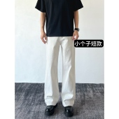 小个子定制短款 100棉纯白色牛仔裤 男款 BBC 直筒宽松版 型阔腿长