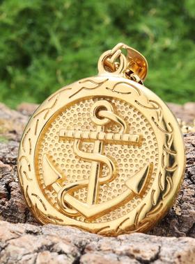 镀金阿拉圆形花纹回族吊坠