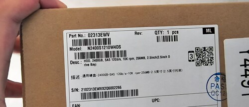 02313EWV 2.4T 2400GB SAS 12GB/S 10K 256MB 2.5硬盘