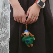 爱心毛衣小狗挂件蓝帽子棕色包挂车挂尼泊尔手工羊毛毡钥匙扣卡通