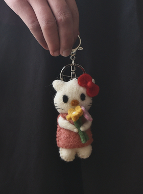 尼泊尔进口羊毛毡猫咪钥匙扣