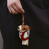 尼泊尔进口手工羊毛毡挂件母子狗包挂大号立体卡通玩偶车挂小众女