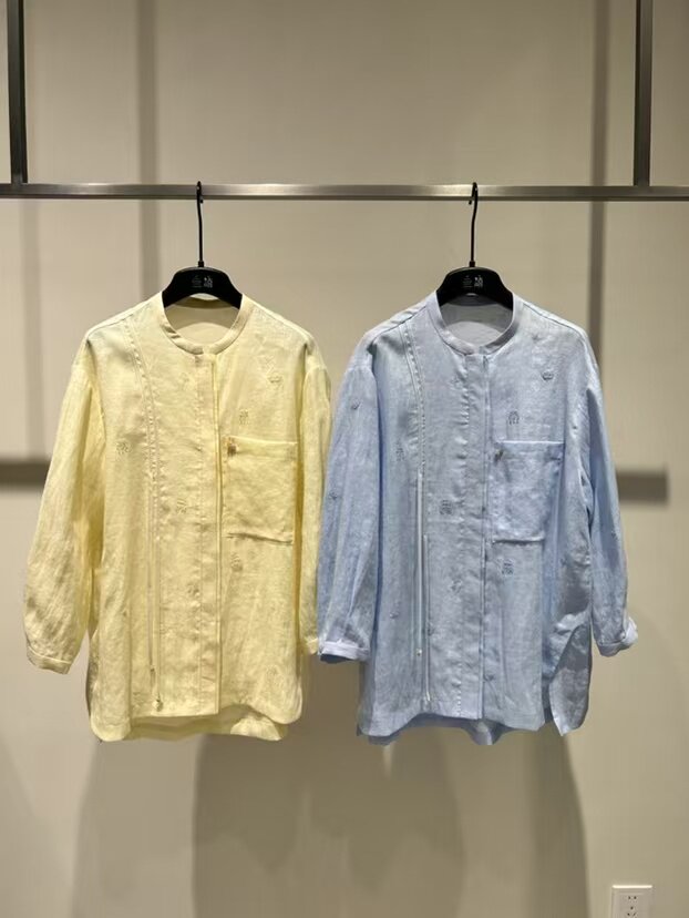 汉麻钉珠手绣廓系衬衫清新防晒