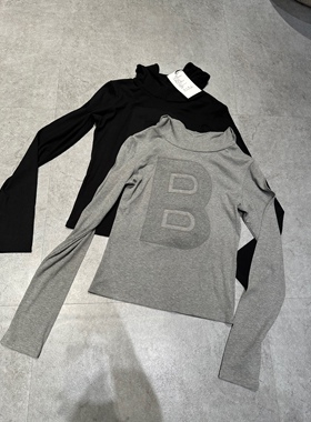 秋季新款气质红色连帽B字母长袖上衣女benao