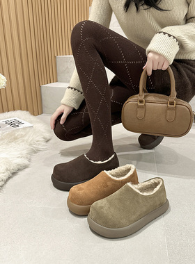 全包厚底小土豆勃肯鞋女2025秋冬新款加绒棉鞋保暖雪地靴