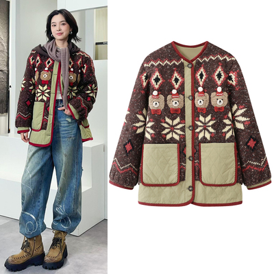 费尔岛棉服外套保暖棉衣女