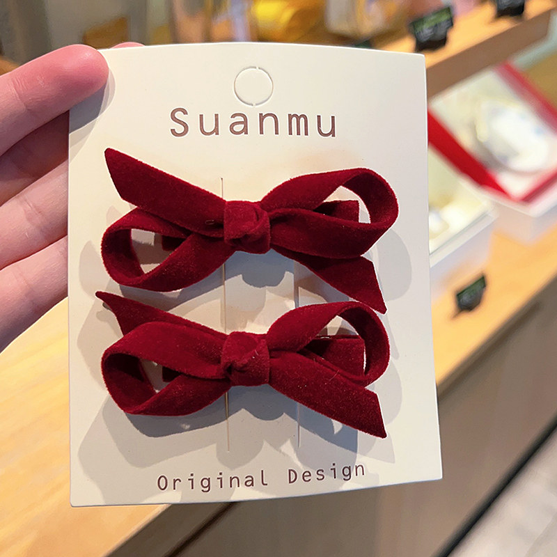 秋冬新款手工蝴蝶结儿童发夹红色丝绒新年喜庆发卡公主儿童发饰品,童装/婴儿装/亲子装,发饰,淘宝优惠券,粉丝福利购,淘宝优惠卷