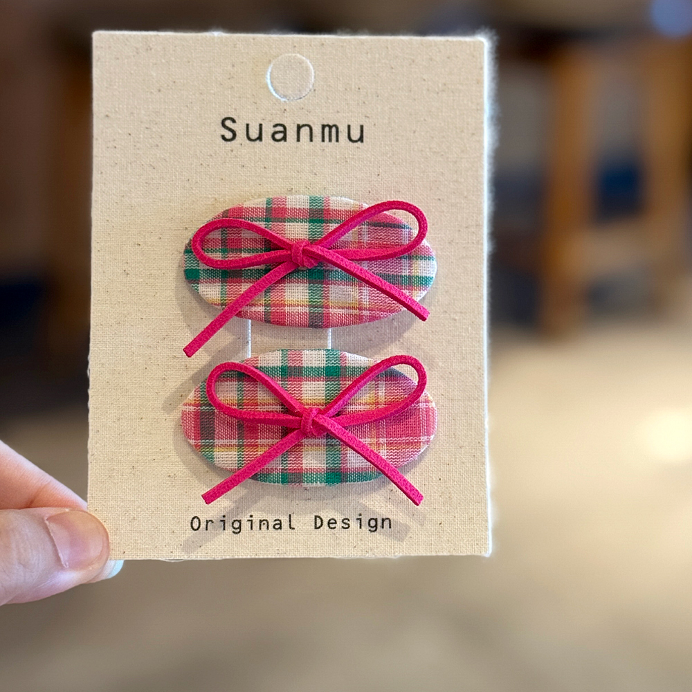 韩系儿童可爱格子布艺发夹宝宝碎发夹女童侧边夹发卡发饰头饰BB夹