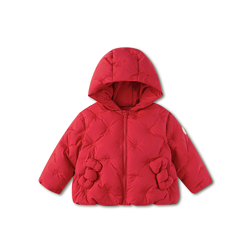 巴拉巴拉羽绒服女童装连帽拜年服