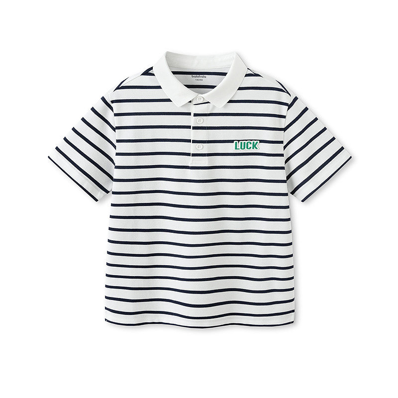 巴拉巴拉儿童短袖t恤大童条纹POLO衫男童半袖上衣女童夏装新款潮9