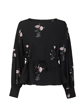 雨墨圣迪奥立秋冬2025新款时尚设计师提花优雅套头上衣S253Z0584