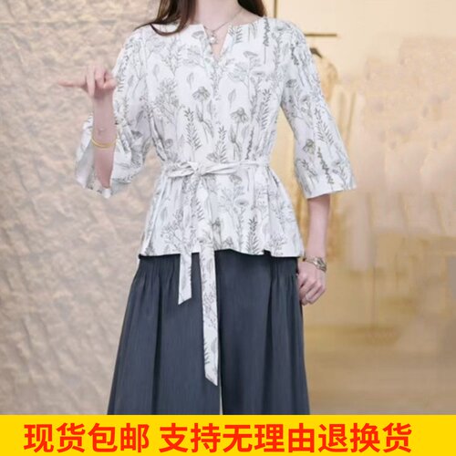 2025夏新款碎花短款上衣