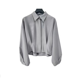 雨墨圣迪奥立秋2025新款女装气质长袖短款时尚百搭小众设计感衬衫
