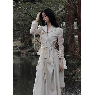 女2022新款 衬衫 法式 仙女薄款 上衣 ONMOON春季 长袖 原创设计米色纱袖