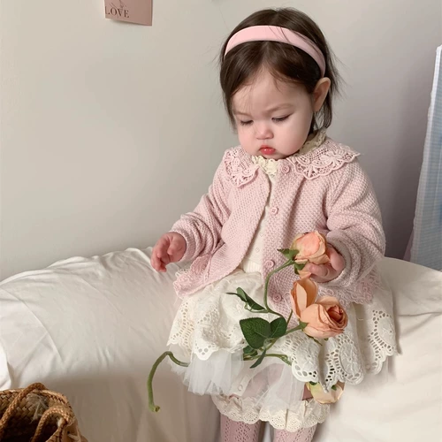 Детская весенняя универсальная куртка для девочек, трикотажный свитер, кардиган, детский комплект для выхода на улицу