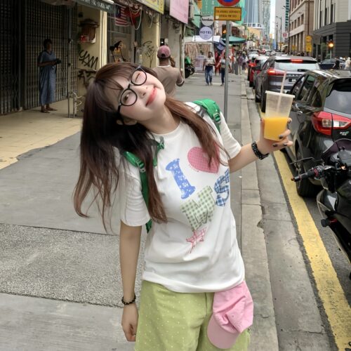 美式复古爱心印花短袖T恤