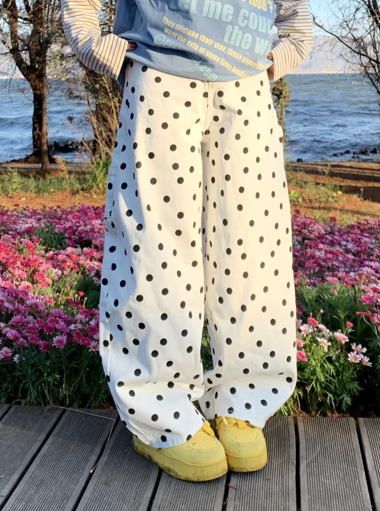 期望Studio美式满印波点爱心口袋弯刀裤女宽松直筒工装裤阔腿裤子,女装/女士精品,休闲裤,淘宝优惠券,粉丝福利购,淘宝优惠卷