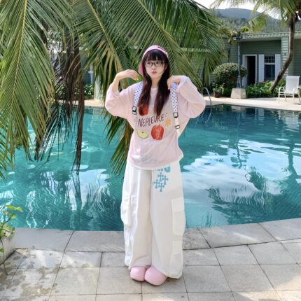 期望Studio水果印花轻薄物理防晒罩衫2026夏季慵懒风宽松长袖T恤