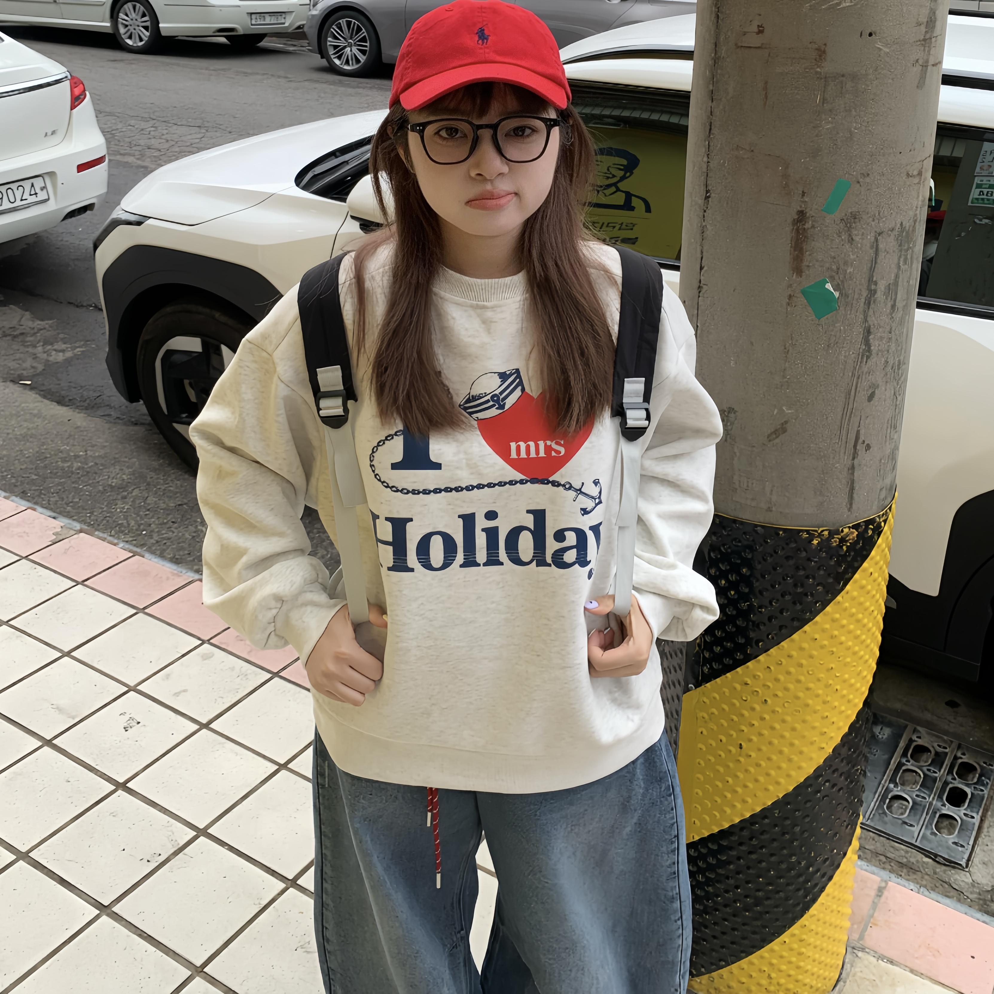 期望Studio美式爱心字花连帽长袖卫衣男女春秋宽松休闲百搭上衣