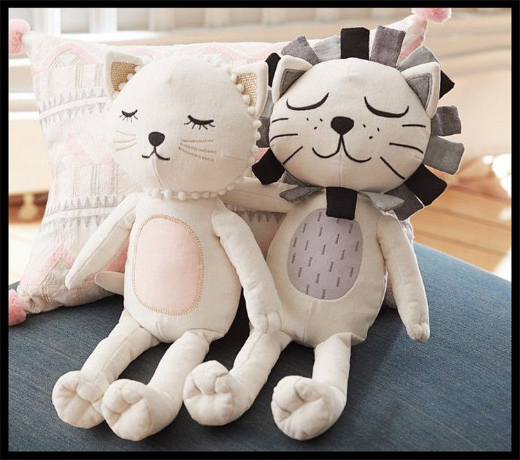 INS猫咪玩偶 ins狮子玩偶 猫咪北欧风家装玩偶 ins陪睡安抚玩具