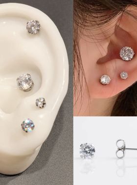 正品美国制造Studex抗过敏医用钢锆石耳钉24K金色亮钻新打耳洞