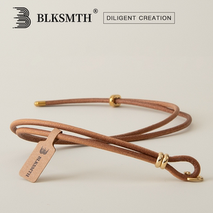 新品 简约真皮diy黄金挂链真牛皮吊坠可调节挂绳皮绳百搭项链