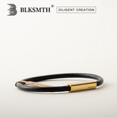 新品 小金条4mm真牛皮黑色手环极简高档男女手绳方磁吸手镯运动