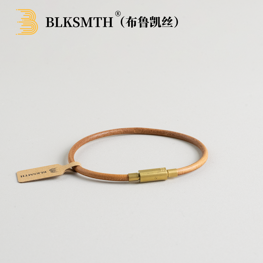 diy高档镀金3mm竹节扣牛皮手镯真皮正品手链手镯手绳简约时尚小众