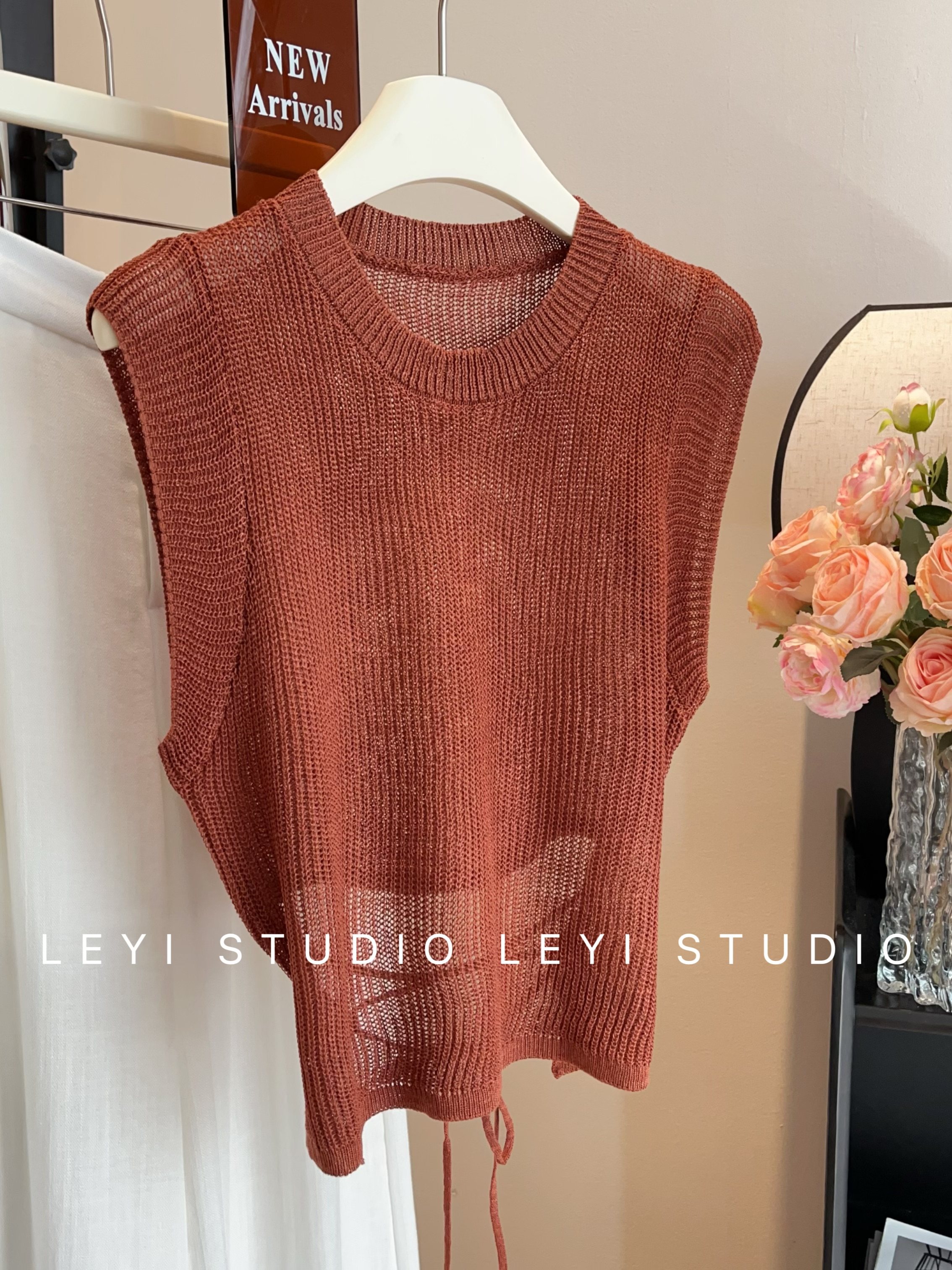 十三行夏装女新款小众设计感套头针织衫前长后短薄款冰丝无袖上衣