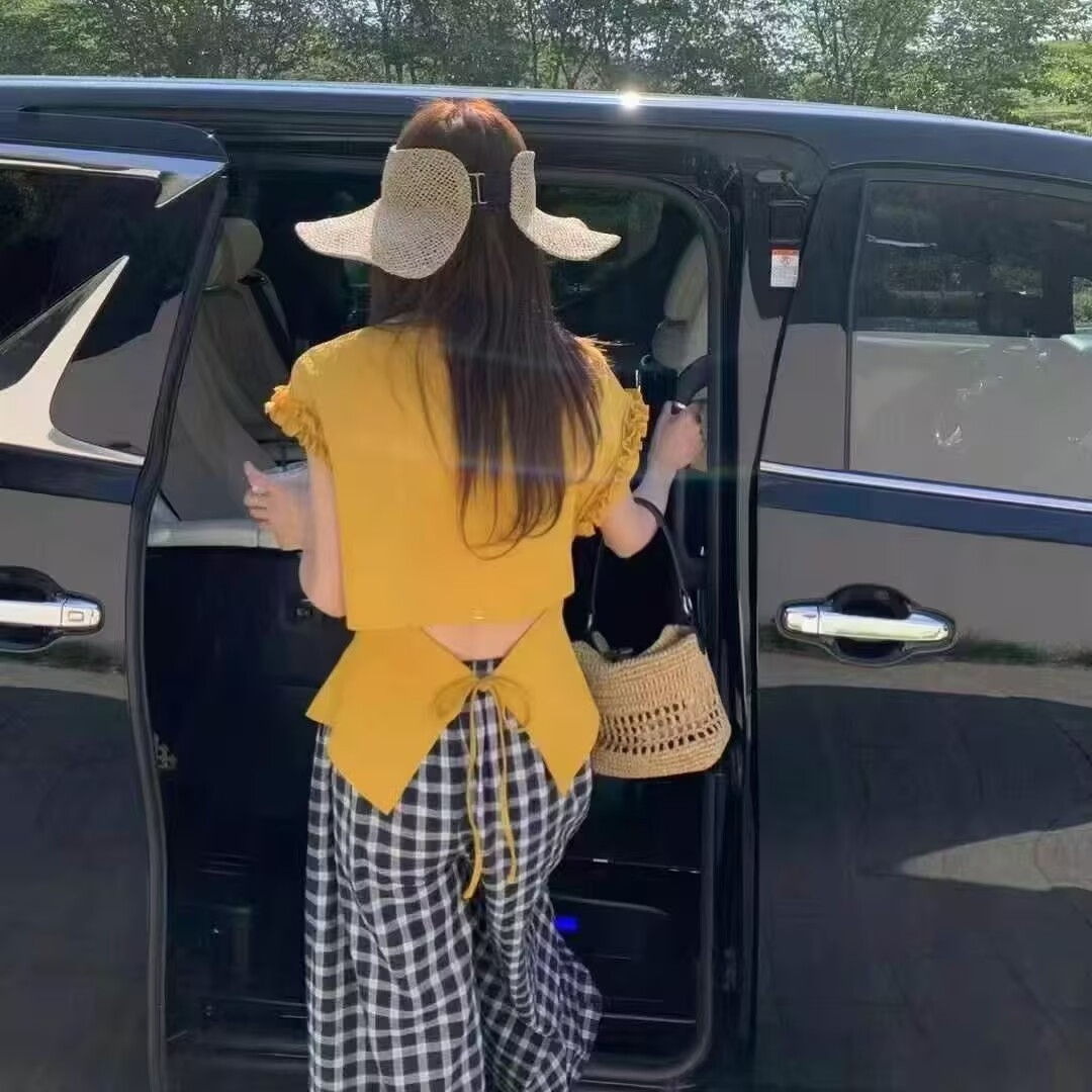 韩版木耳边短袖T恤女百搭