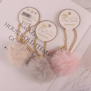日本本土毛绒球挂件包包挂饰情侣手机饰品汽车钥匙扣简约皮草挂链
