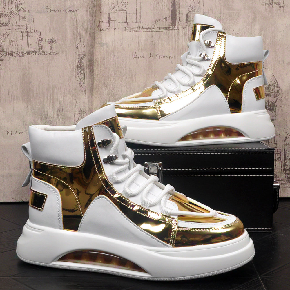 新款潮流增高厚底高帮气垫男鞋百搭休闲板鞋简约透气户外短靴子潮