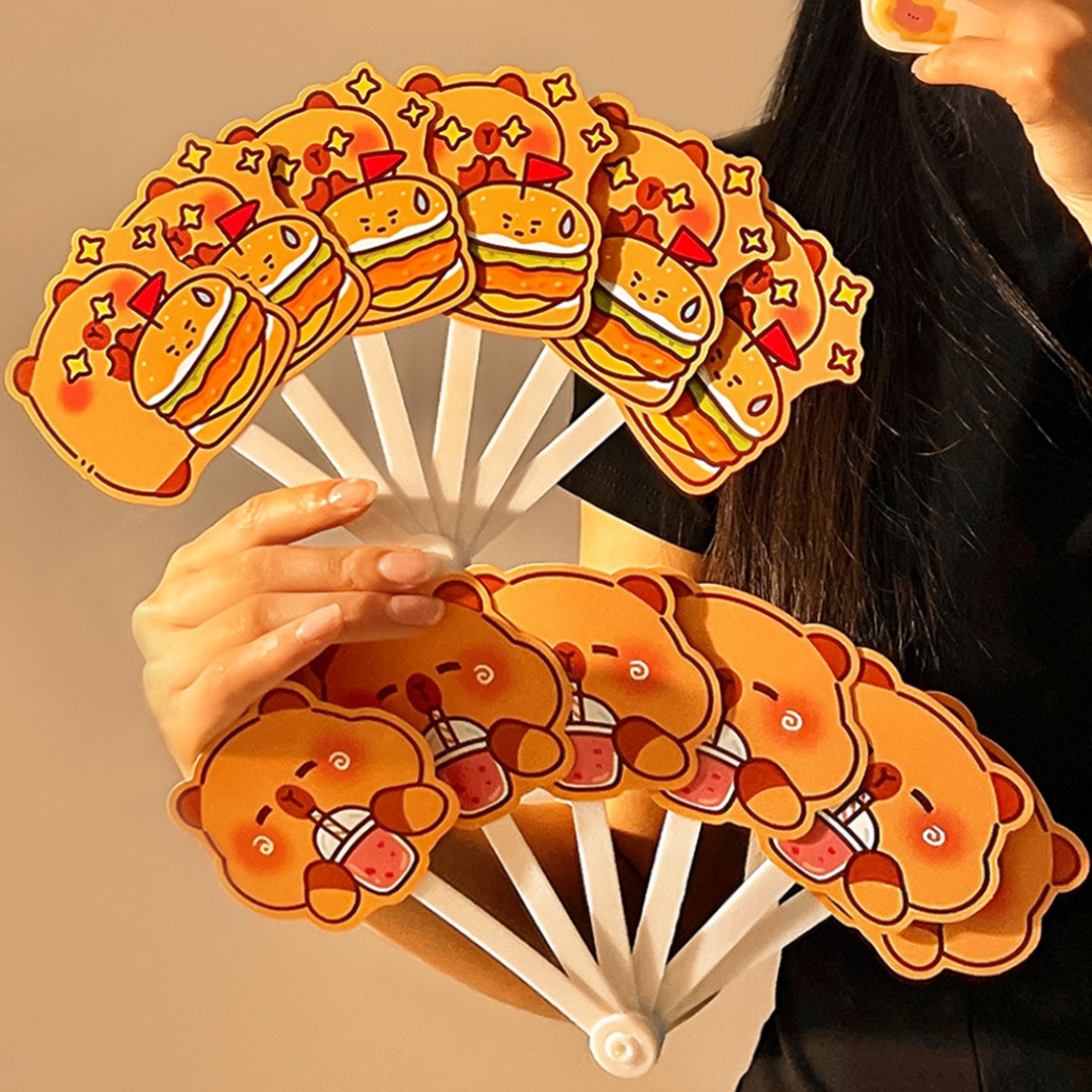 卡皮巴拉六折扇儿童夏季可爱